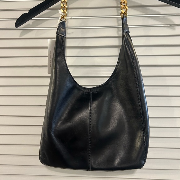 Streets Ahead Black Lamb Leather Women's Bag with Gorgeous Gold Chain - Picture 7 of 8